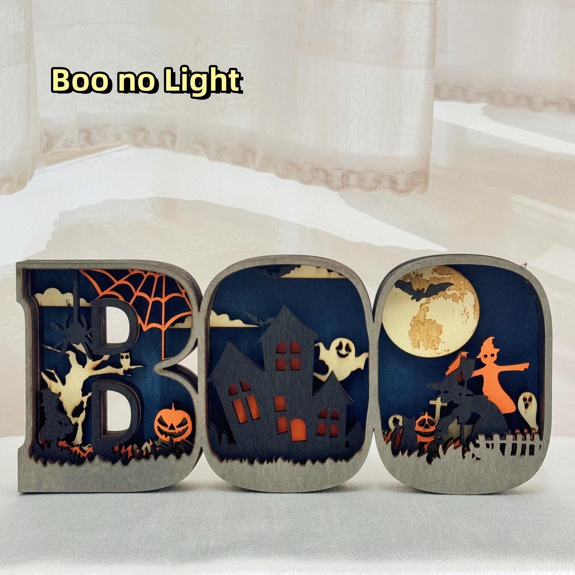 3D Carved Wooden BOO Letter Ornaments,wooden BOO Sign Lamp,home Table ...