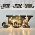 3D Carved Wooden JOY Letter Ornaments,Wooden JOY Sign Lamp,Halloween/Christmas Desk Decor,Wall Decoration Art,Christmas Gift,Merry Christmas