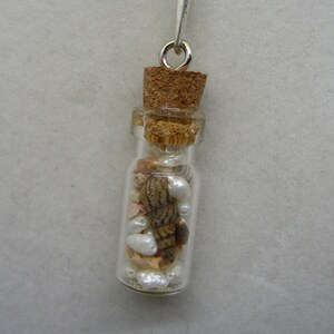 Pearls and Seashells in Glass Bottle Pendant
