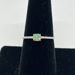 Genuine Ethiopian Opal round in Sterling Silver Ring Size 7 #2