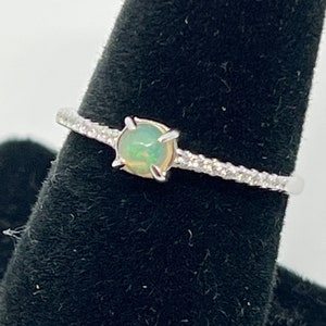Genuine Ethiopian Opal round in Sterling Silver Ring Size 8 #2