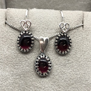 Genuine Rhodolite Garnet Oval Cabochon Trio in SP Settings SS Components