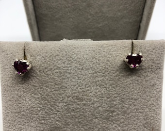 Roze paarse rhodolieten granaat 5mm harten in sterling zilveren mandpalen set # 2