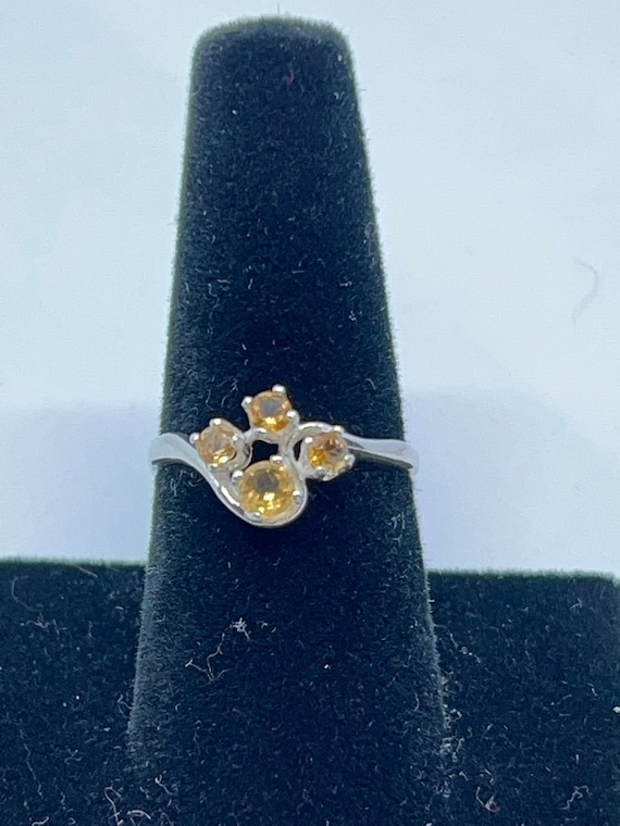 Warm and Rich Citrine Rounds in Sterling Silver Ring Size 8