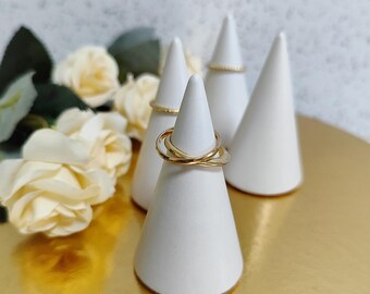 White Ring Holder Cone, Minimalist Jewelry Organizer, Wedding Engagement Gift, Bridal Shower Decor