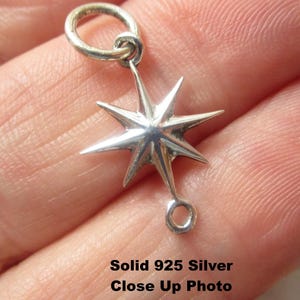 Artisan Sterling Silver Mariner Star Connector Charm, Celestial Link Spacer, Nautical Pendant,