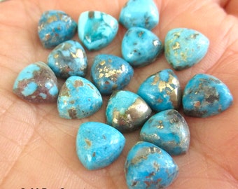 Genuine Turquoise Cabochon 8mm Triangle, Old Mine Morenci Arizona ,Calibrated Loose Trillion Gemstone, 1 Cabochon