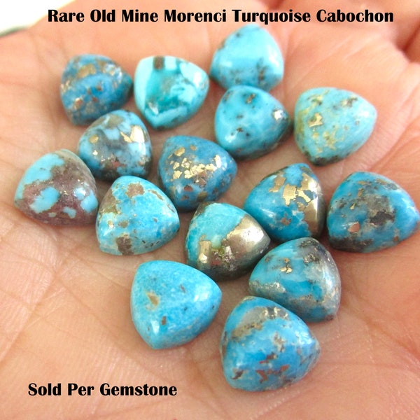 Seltene Morenci Arizona Türkis Cabochon: 8 mm Triangle Trillion Edelstein, 1 Stück