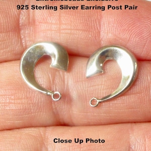 Sterling Silver Spiral Swirl Matched Pair Earring Stud Post, One Pair, Pierced Earring Finding, Jewelry Components