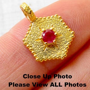 Ruby Star Charm: 18K Gold Sterling Silver Hexagon Pendant