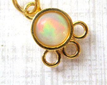 Fiery Ethiopian Opal Multi Loop Gemstone Charm, 18kt Gold Vermeil Sterling Silver, Chandelier Pendant Earring Finding, 1 Piece