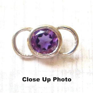 Sterling Silver Amethyst Connector: February Birthstone Link Charm