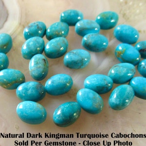 Natural Kingman Turquoise Cabochon 5mm x 7mm Oval, 1 Gemstone,  #MC57