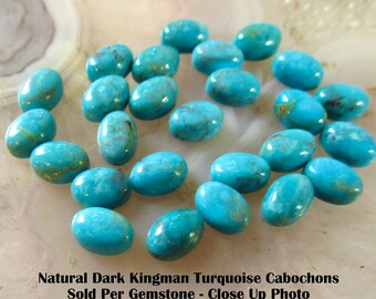 Natural Kingman Turquoise Cabochon 5mm x 7mm Oval, 1 Gemstone, Genuine Arizona Turquoise,Calibrated Gemstone #MC57