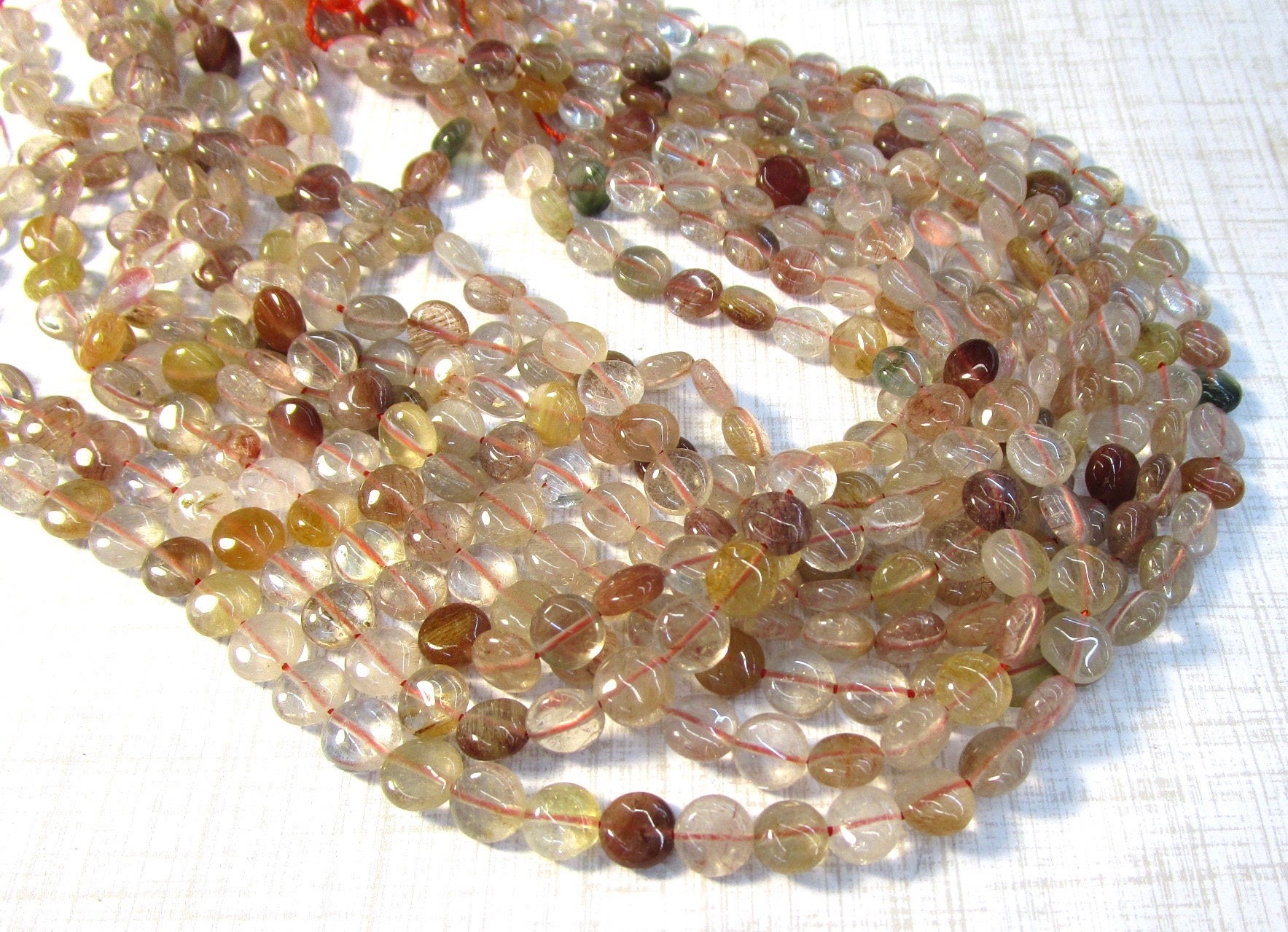 SALE Natural Pink Rutilated Quartz Beads Round Coin 8mm Pink - Etsy