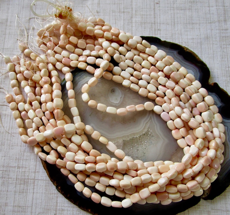 Natural Pink Queen Conch Shell Gemstone Barrel Beads 1 Strand SALE Natural Pink Conch Shell Nugget Beads 8mm