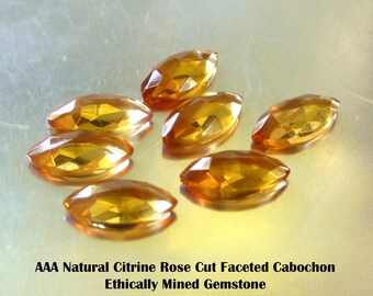 AAA Citrine Marquise Gemstone Cabochon, Rose Cut Faceted Cabochon, 5mm x 10mm, Calibrated Gemstone, 1 Gemstone