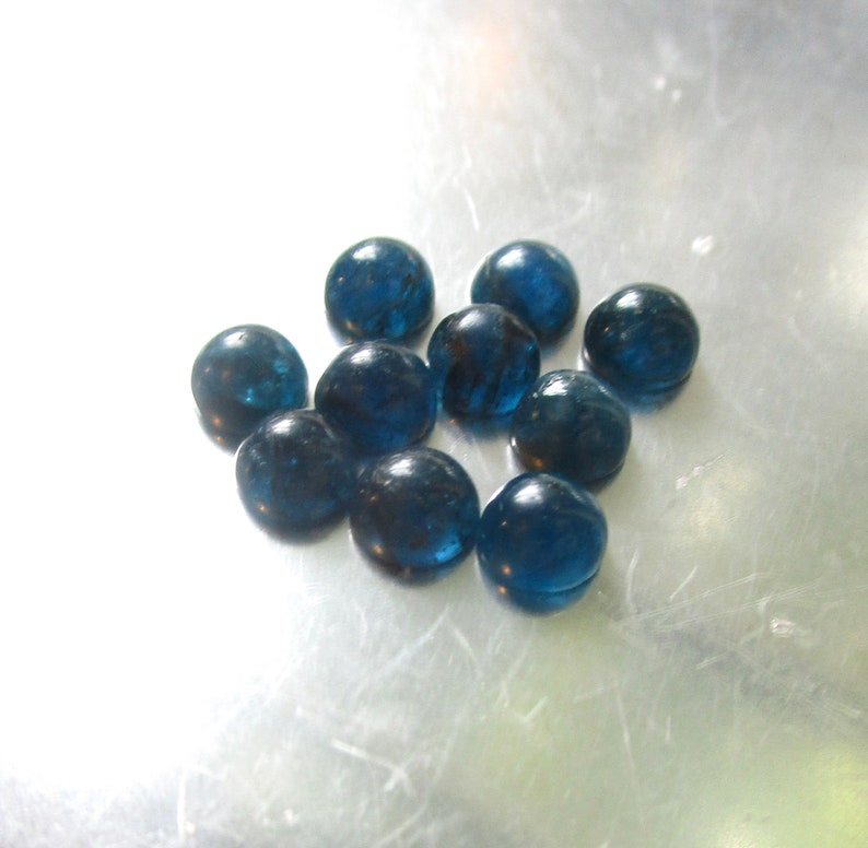 Set Of 4 Natural Neon Apatite Cabochon 6mm Round Gemstone, Fine Vivid Blue Gemstone Cabochon, Jewelry Making Loose Gemstone image 5