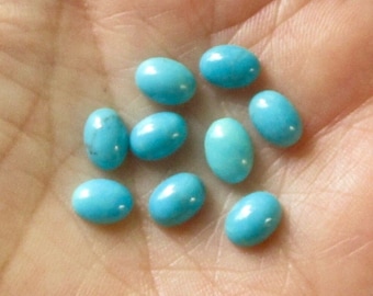 Natural Kingman Turquoise Cabochon 5mm x 7mm Oval, 1 Gemstone