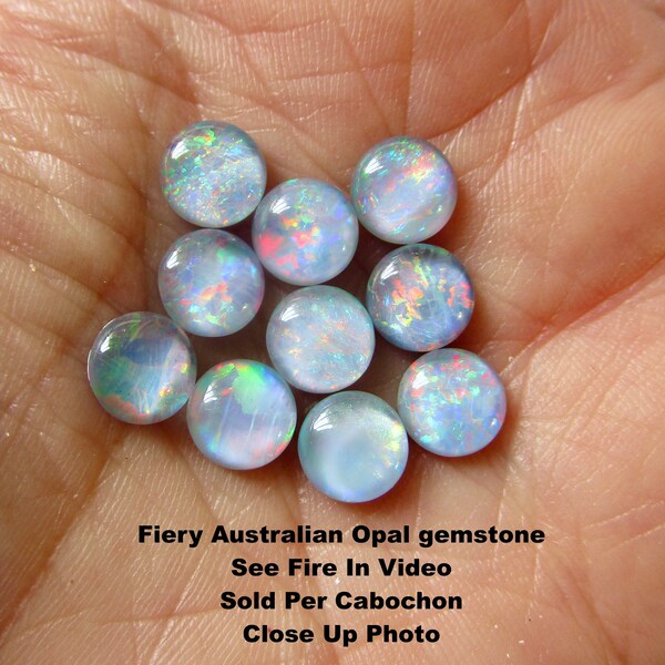 Natural Australian Opal Cabochon, 7mm Round Cabochon, Genuine Opal Gemstone, Triplet Cabochon, Flat Back Opal, 1 Gemstone