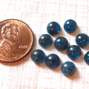 Set Of 4 Natural Neon Apatite Cabochon 6mm Round Gemstone, Fine Vivid Blue Gemstone Cabochon, Jewelry Making Loose Gemstone image 3