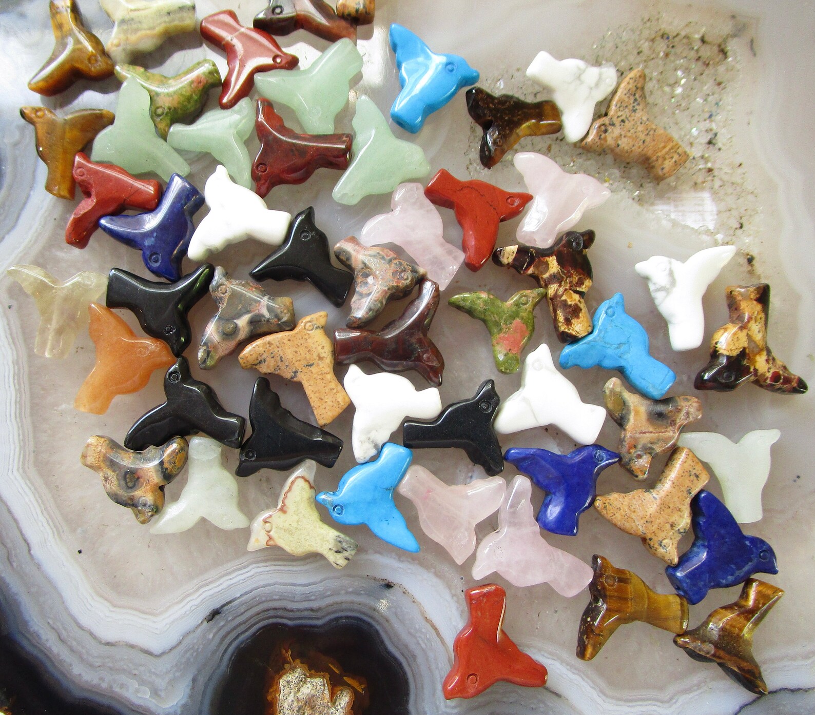 SALE Zuni Fetish Animal Bird Carved Gemstone Beads Set Of 10 Etsy