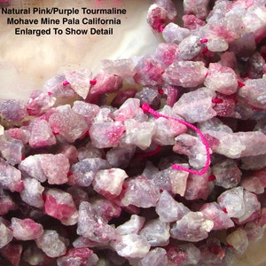 Natural Purple Pink Tourmaline Beads, Mohave Pala California, Raw Tourmaline Gemstone Tiny Nugget