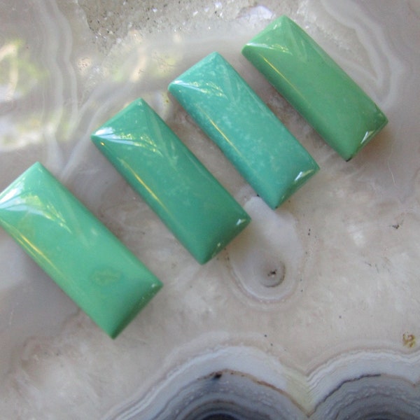 Natural Ajax Green Turquoise Cabochon,  10mm 25mm Bar Rectangle Turquoise Cabochon, Rare Genuine Turquoise Green Gemstone