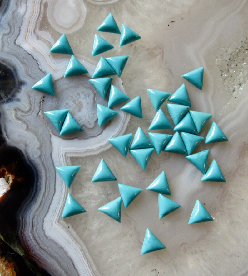 SALE AAA Natural 6mm Kingman Turquoise Triangle Cabochon Genuine Blue Arizona Gemstone Chevron Trillion QTY4 #Da14
