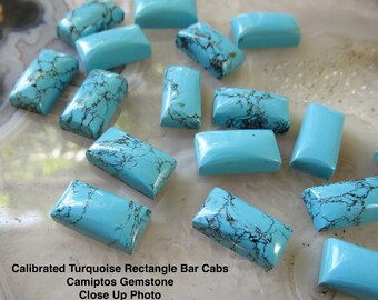 Natural Turquoise Cabochon 8mm x 16mm Bar Rectangle, 1 Gemstone, Calibrated Turquoise,  Flat Back Gemstone,