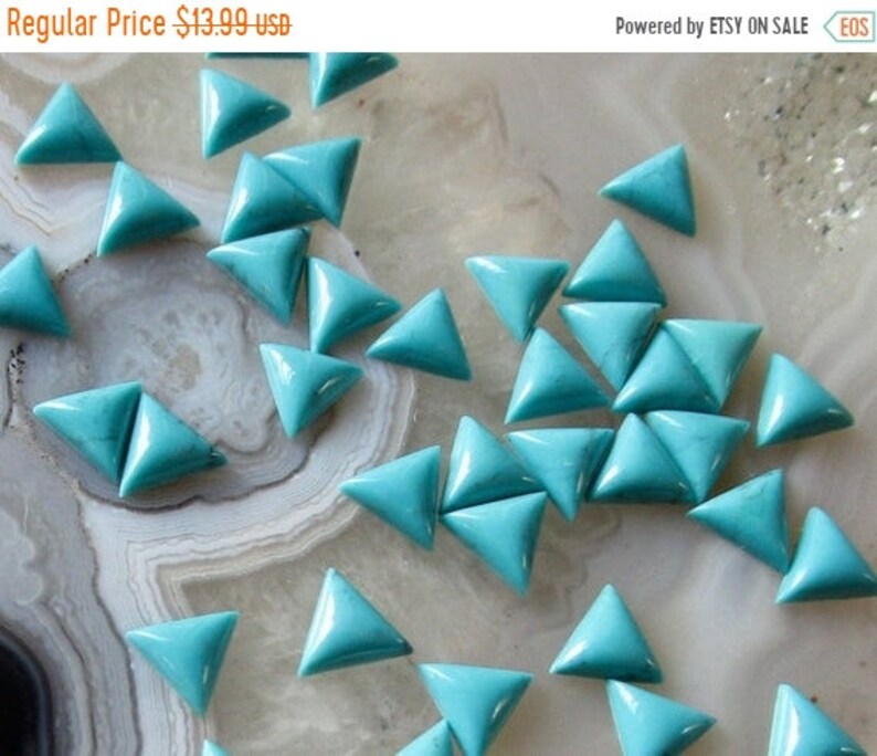 SALE AAA Natural 6mm Kingman Turquoise Triangle Cabochon Genuine Blue Arizona Gemstone Chevron Trillion QTY4 #Da14