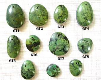 Natural Green Turquoise Front Drilled Cabochon, Turquoise Gemstone Pendant Bead, Semi precious Stones For Jewelry making