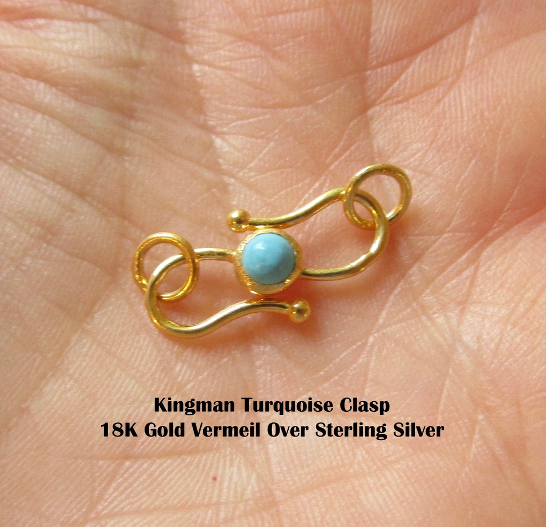 S Hook Necklace Clasp With Turquoise Gemstone 18k Gold Over Etsy