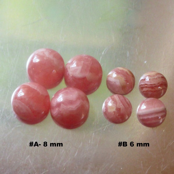 Natural Rhodochrosite Gemstone Cabochon, 6mm 8mm  Round Cabochons, All Natural Pink Gemstone Cabochon,