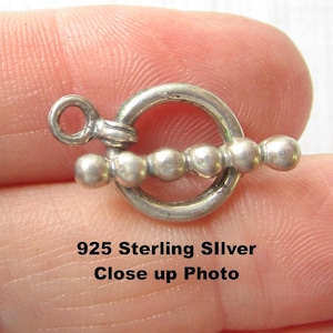 925 Sterling Silber Knebelverschluss, Schmuckherstellung Armband Verschluss, 925 Massiv Silber Halskette, Handwerker punktiertes Silber