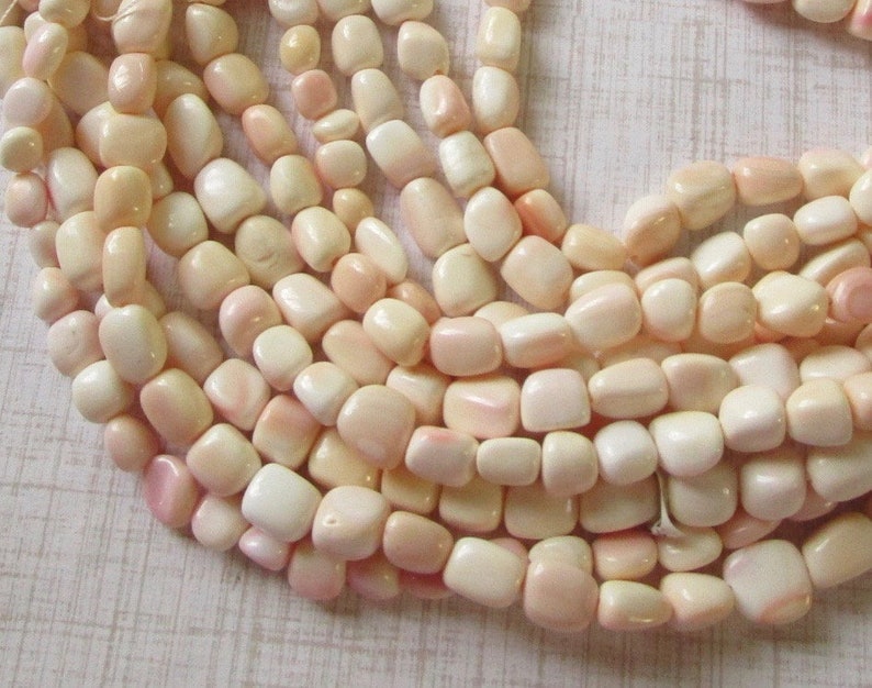 Natural Pink Queen Conch Shell Gemstone Barrel Beads 1 Strand SALE Natural Pink Conch Shell Nugget Beads 8mm