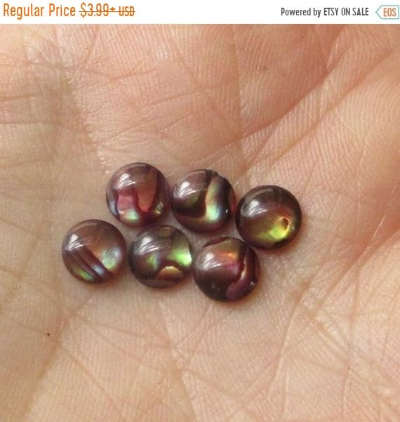 Abalone shell cabochon 4mm round cut red