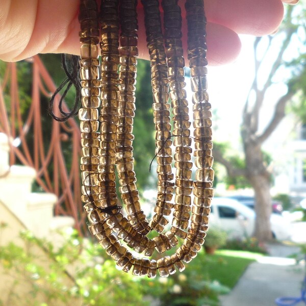 Sable Smokey Quartz Tire Rondelle Beads 14 Inches