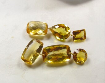 SALE AAA Ring Cut Gems Drilled Fancy Shape Mix Large Citrine Mismatch Gems Connectors Briolette Bead