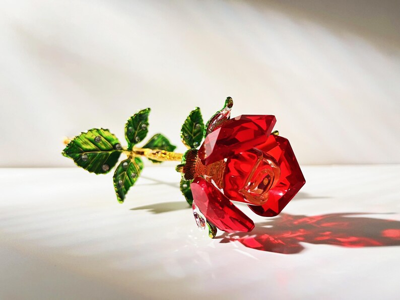 Glass Rose Flower, Red Crystal Rose, Beautiful Flowers, Home Decoration ...