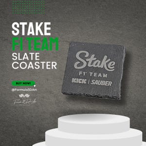 Stake F1 slate coaster - Sustainable slate coaster with rubber dots to protect your table, engraved with Formula One team logo