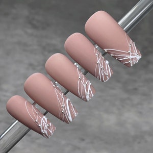 Bridal Press On Nails Matte Wedding Nails For Bride Coffin Shape Nails with Pearls Engagement Nails Perfect for Special Occasions
