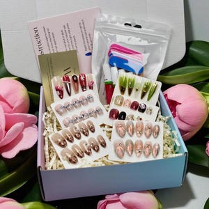 Mystery Press On Nails Box | 2–8 Reusable Sets | Blind Box Nail Gift | Surprise Fake Nails for Her | Handmade Nail Bundle