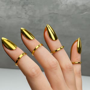 Full-Cover Nail Armor Ring – Adjustable Fingertip Accessory – Gold Wudu‑Friendly Fashion Statement – Gift for Her