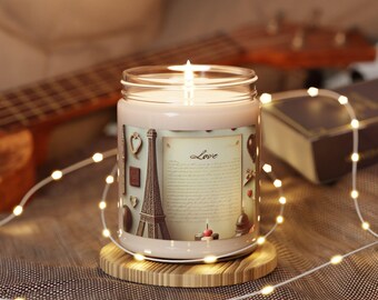 Paris Valentine Soy Candle: Romantic Scented Candle, Reusable Jar