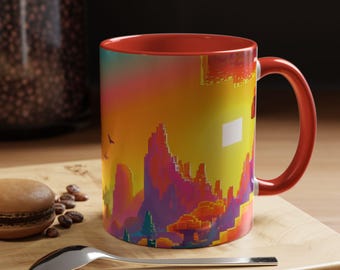 Minecraft Print Accent Coffee Mug  11oz & 15oz