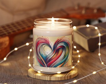 Rainbow Heart Soy Candle: Valentine's Day Scented Candle