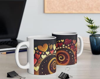 Valentine's Day Ceramic Mug: Heart Design Coffee Cup