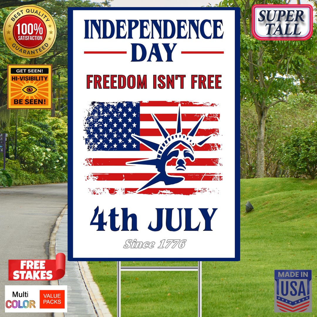 INDEPENDENCE DAY 4th July - Super Tall Yard Signs - 2 Pack 12x18 ...