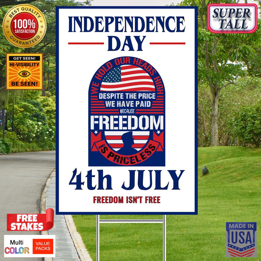 INDEPENDENCE DAY 4th July - Super Tall Yard Signs - 2 Pack 12x18 ...